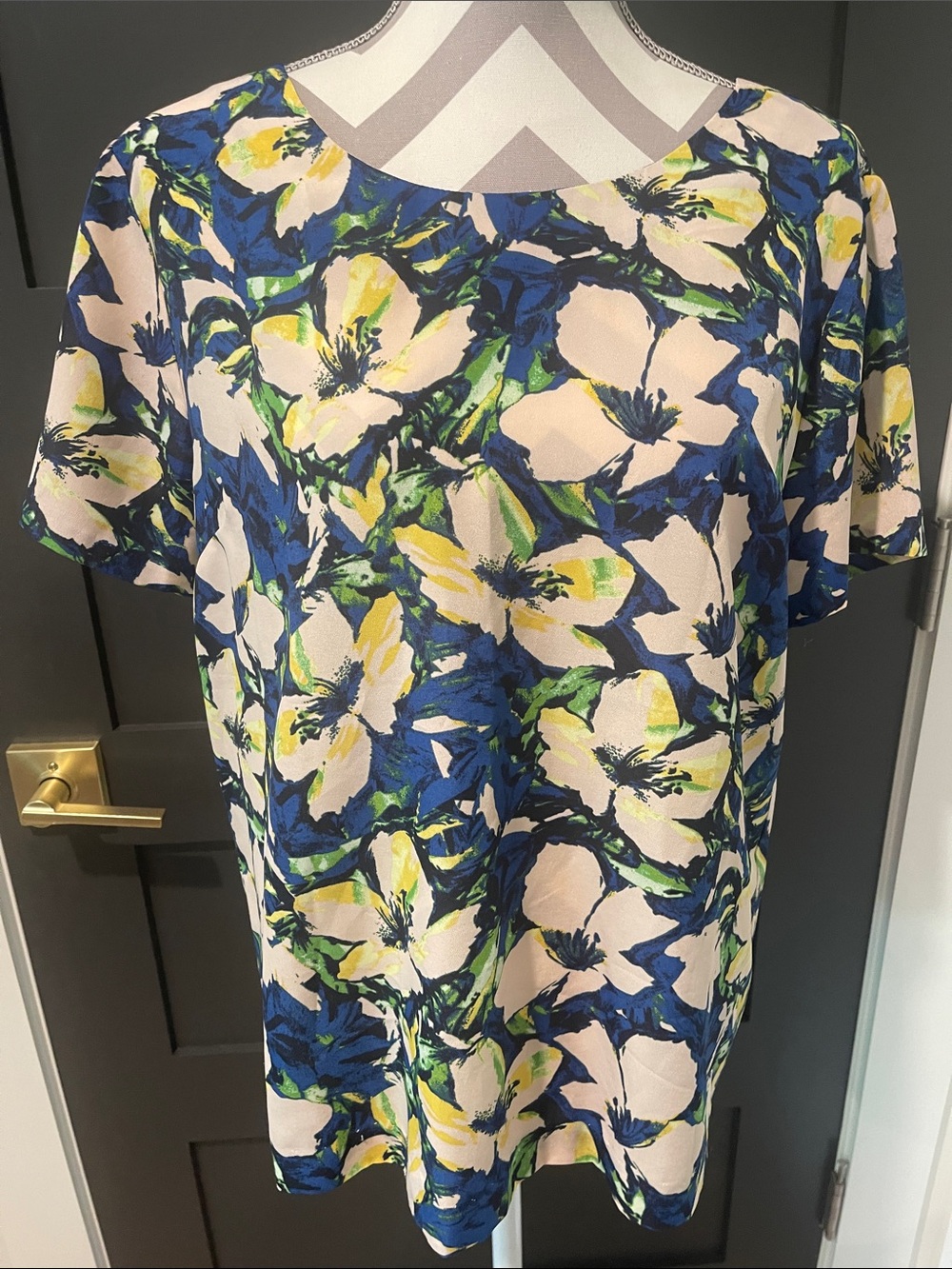 J.Crew Floral Short Sleeve Blouse Size L